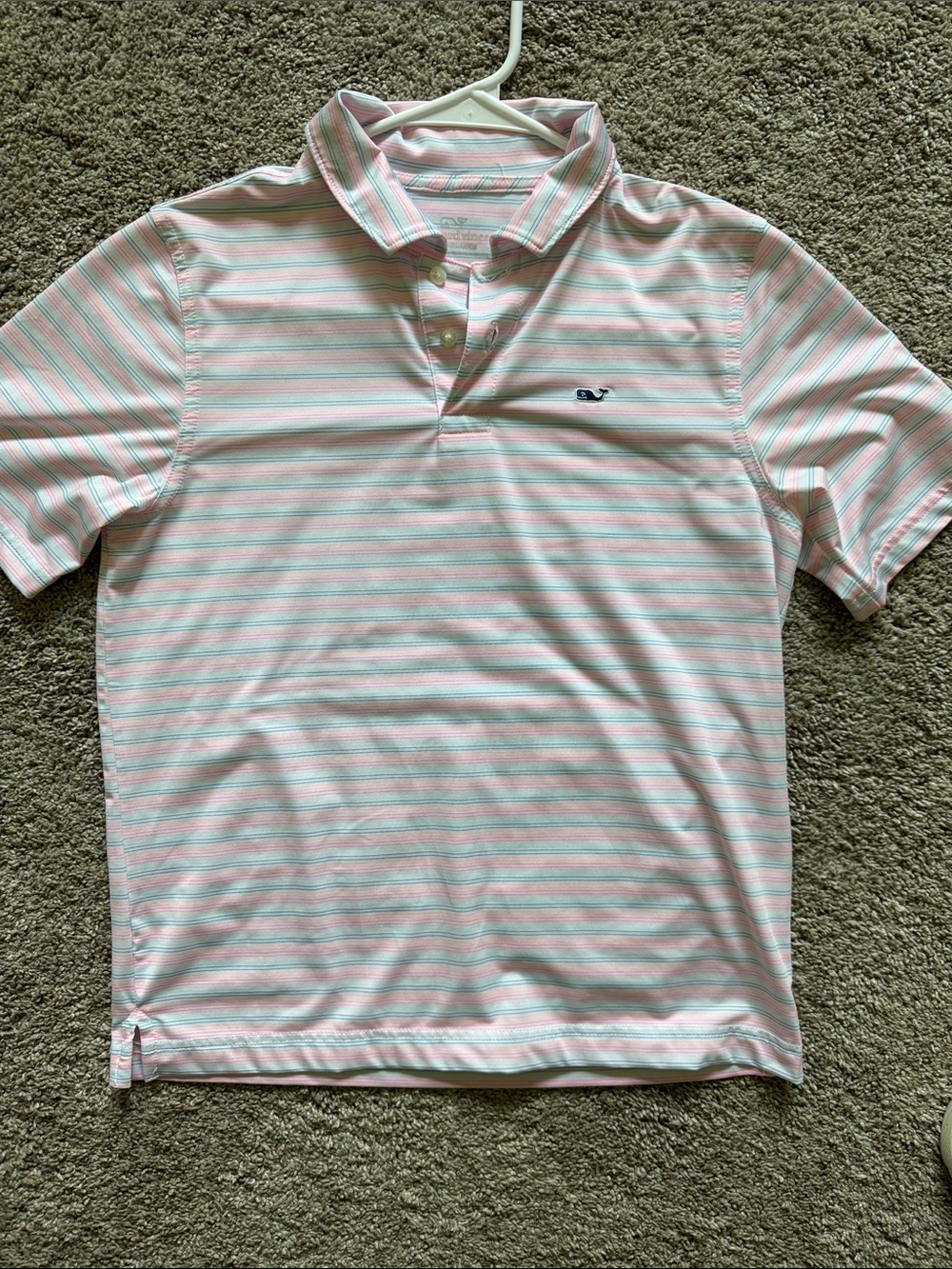 Vineyard Vines Light Pink & White Striped Men's Polo